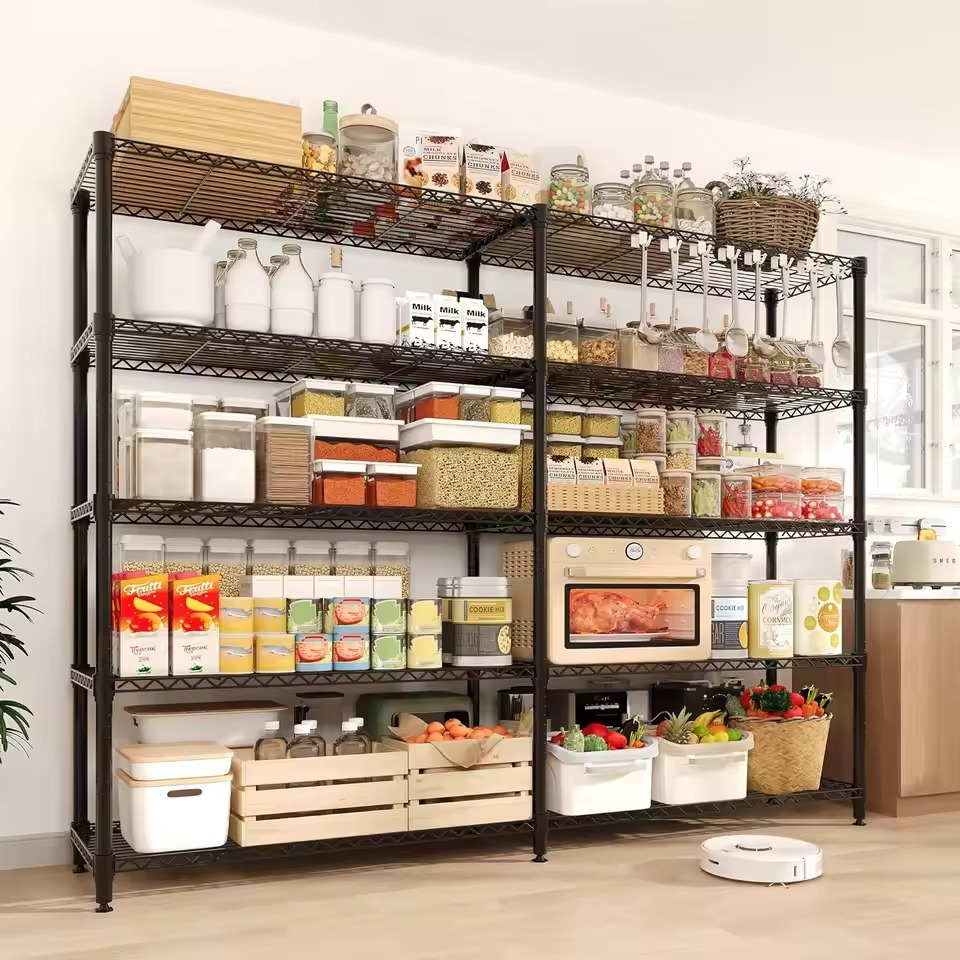 Heavy Duty Storage Shelves 4/5 Tiers Metal Shelving Unit Adjustable Organization Pantry Shelves for Kitchen Garage Commercial
