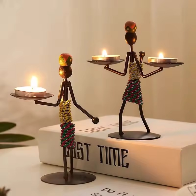 Light Luxury Table Decoration Candle Holder Iron Home Romantic Candlelight Dinner Metal Candle Holder Knick-knack Props